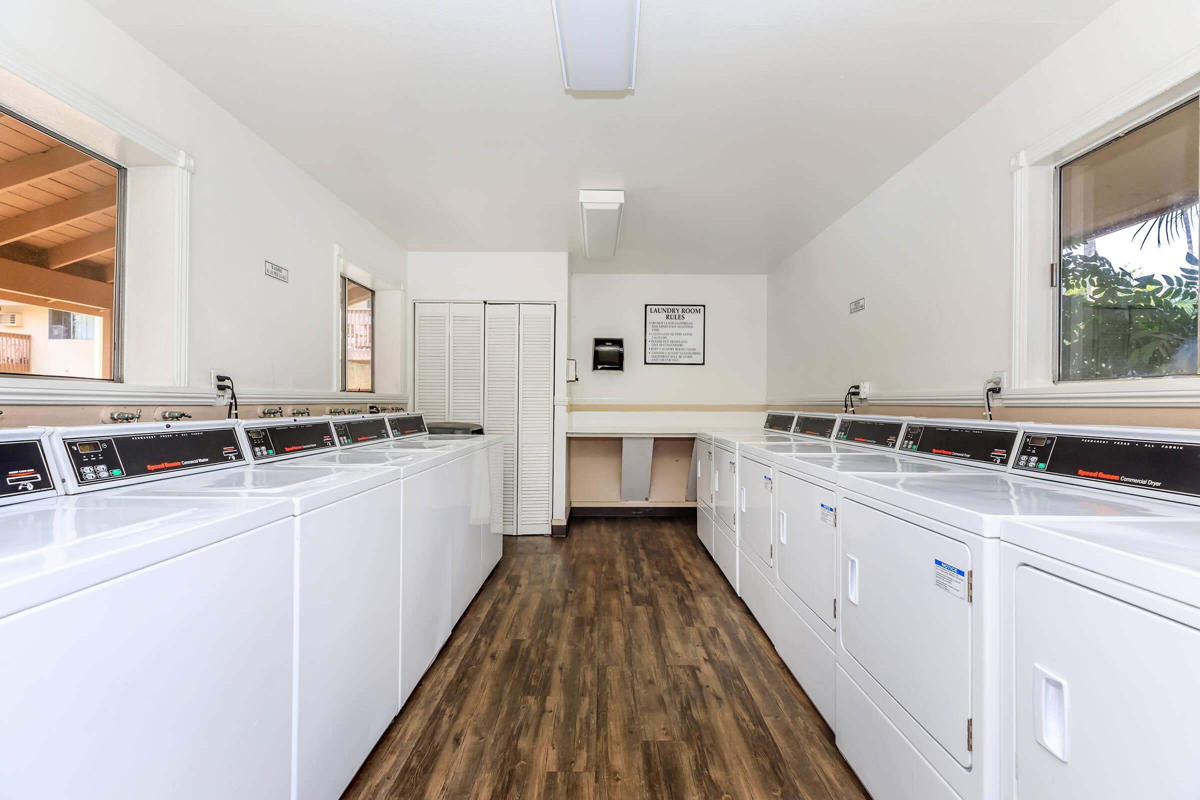 Washers and dryers in the community laundry room