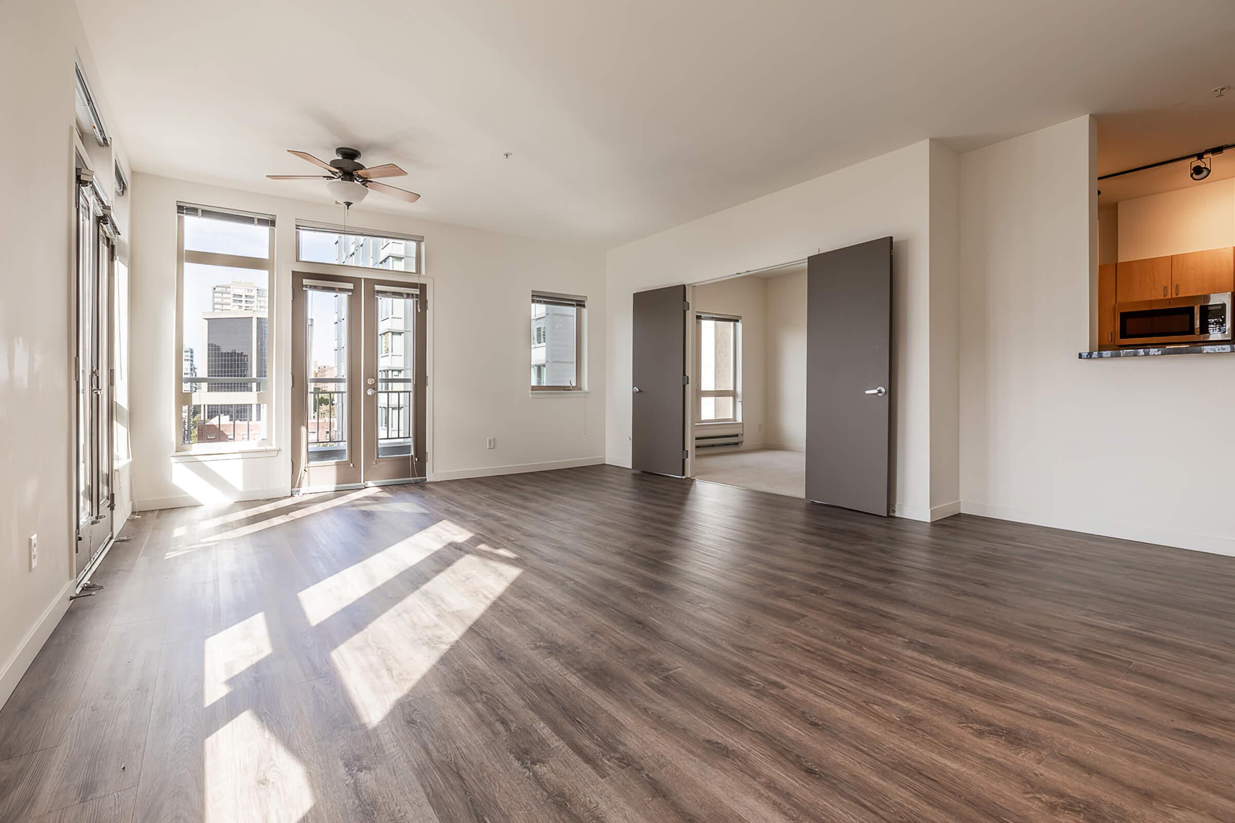 a room with a wood floor