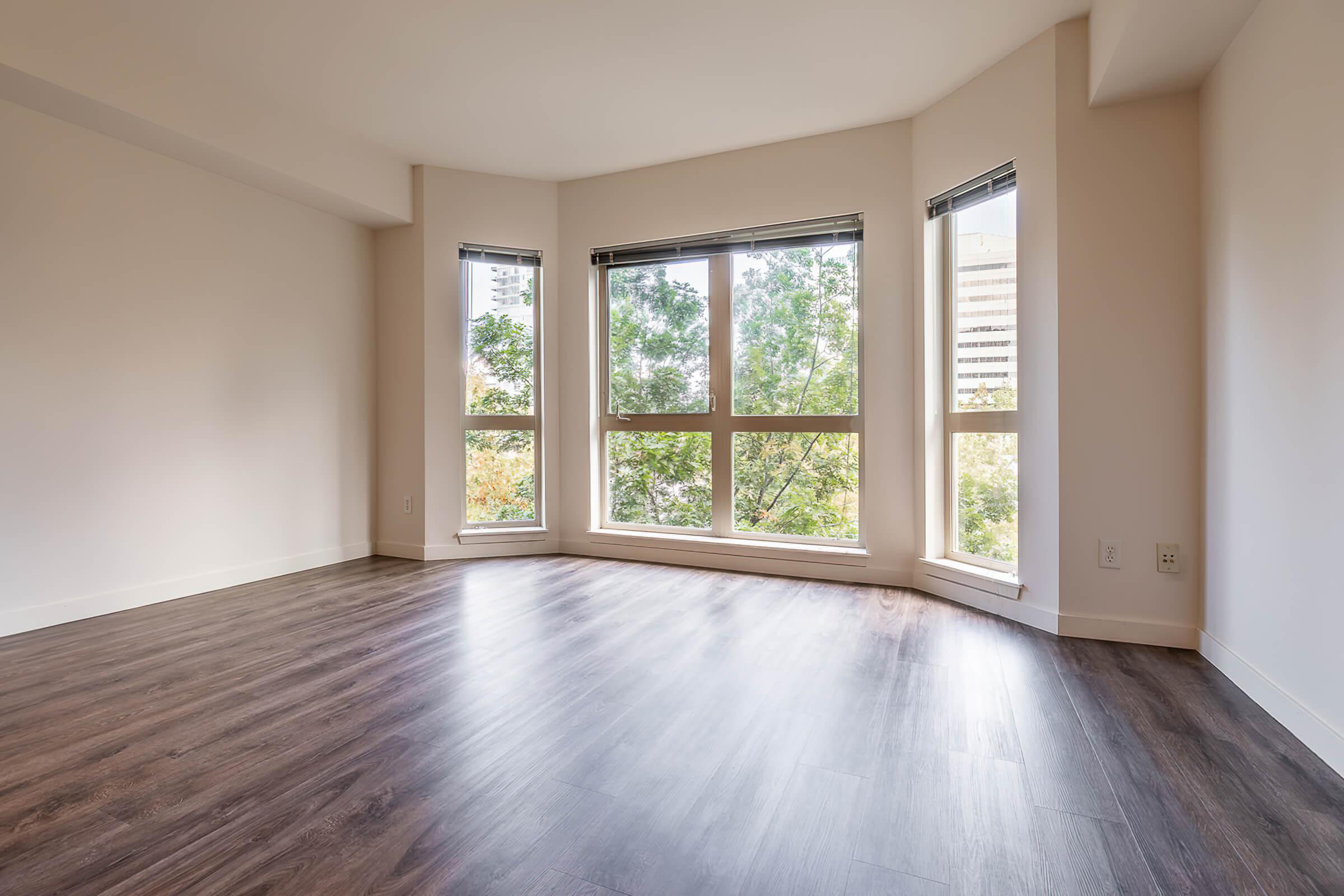 a room with a large window