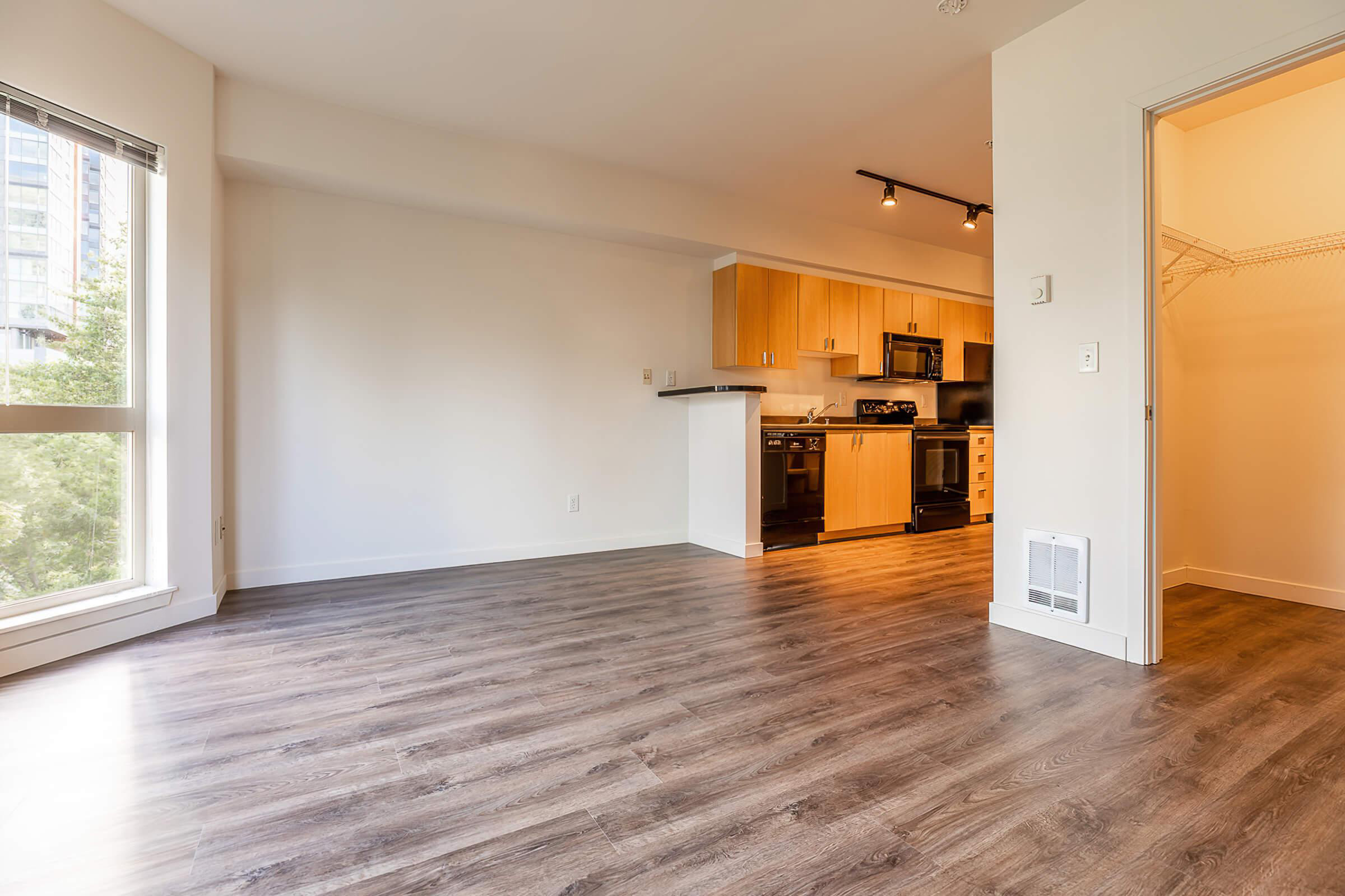 a room with a wood floor