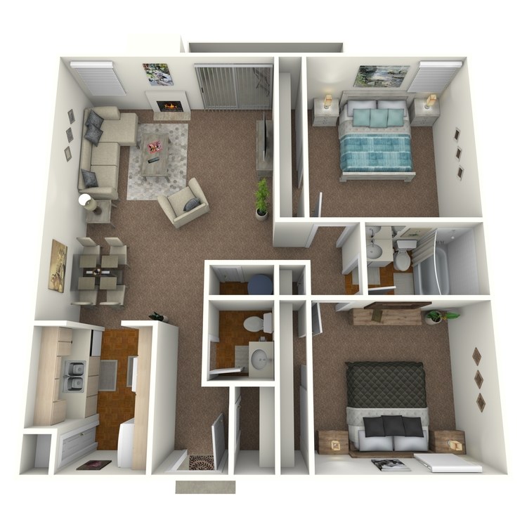 Floor plan image of 2 Bed 1.5 Bath A