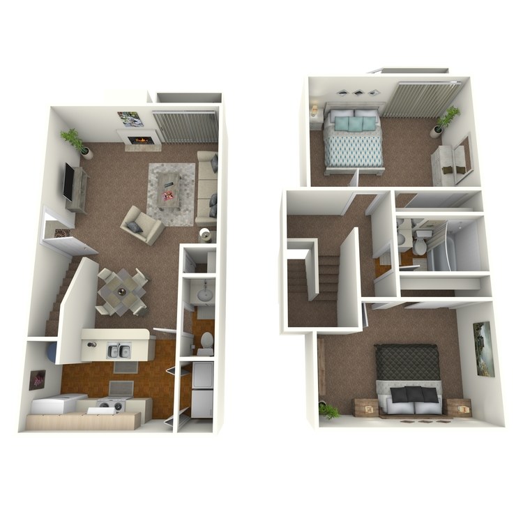 Floor plan image of 2 Bed 1.5 Bath B