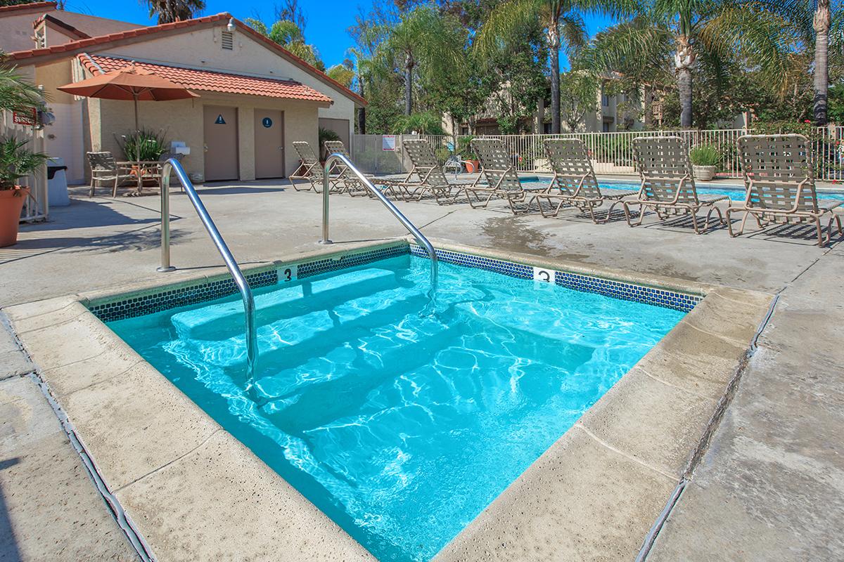 a pool next to a building