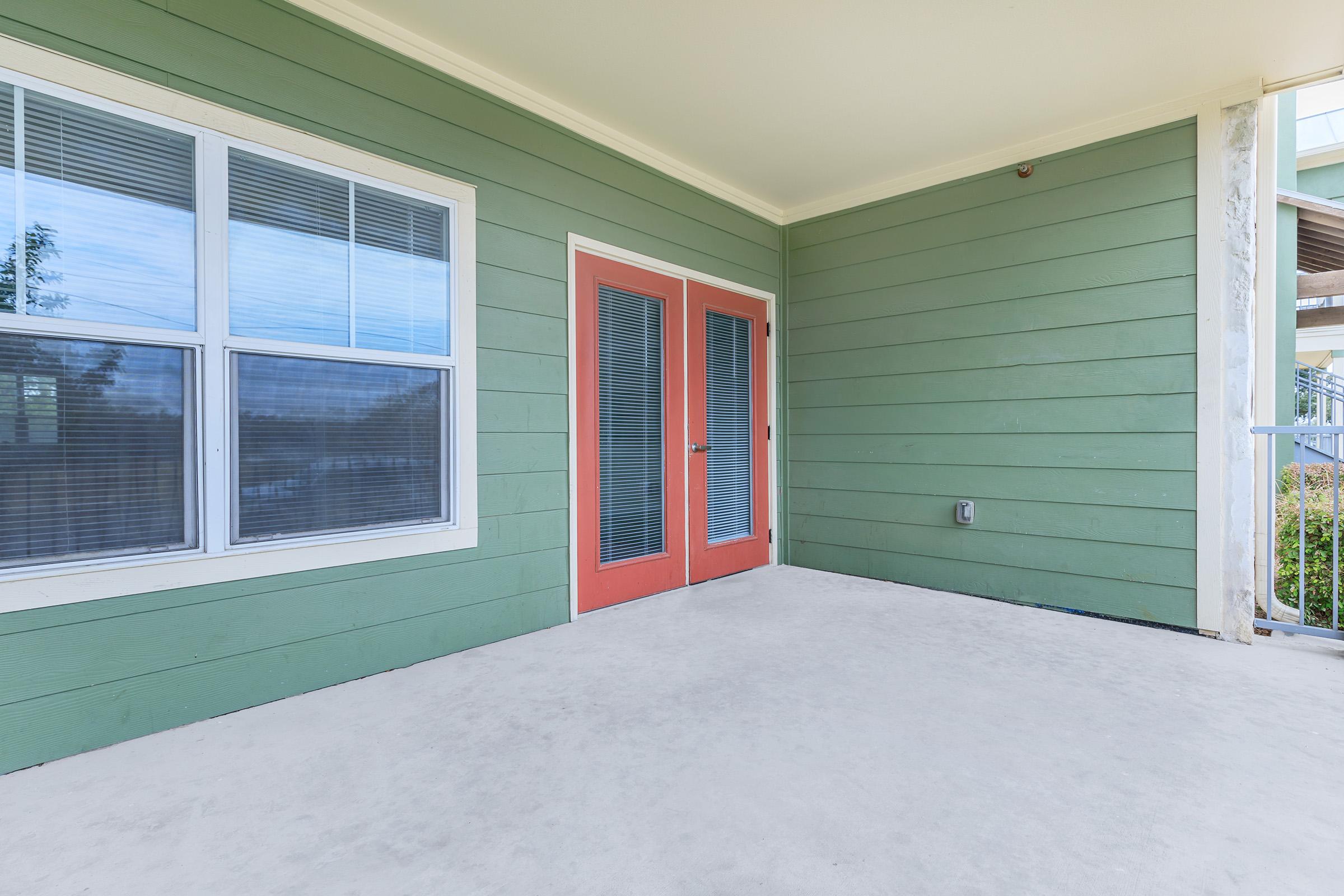 a building with a green door