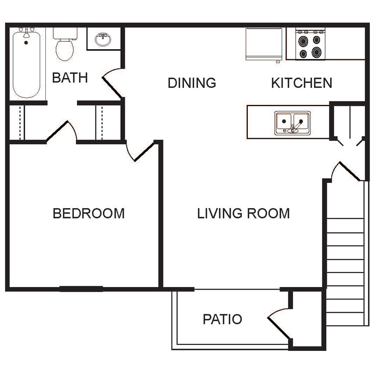 Floor plan image of 1 Bed 1 Bath