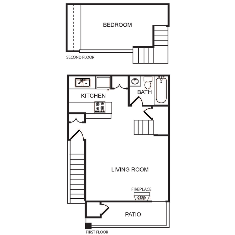 Floor plan image of 1 Bed 1 Bath Loft
