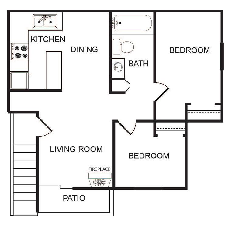 Floor plan image of 2 Bed 1 Bath