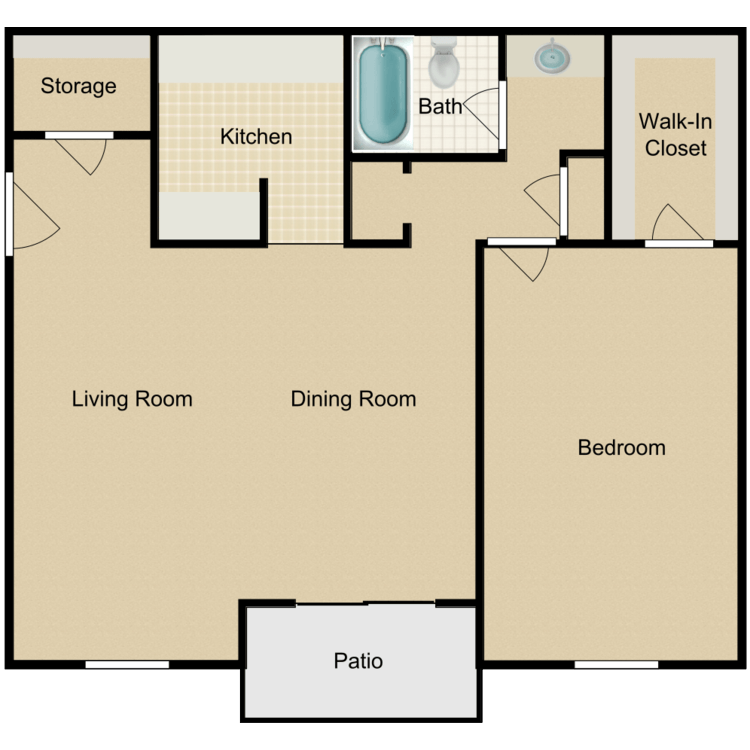 Floor plan image of 1 Bed 1 Bath