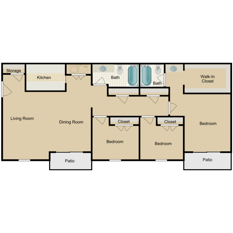 Floor plan image of 3 Bed 2 Bath