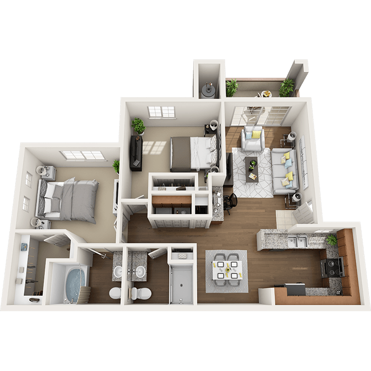 Floor plan image of 2 Bed 2 Bath