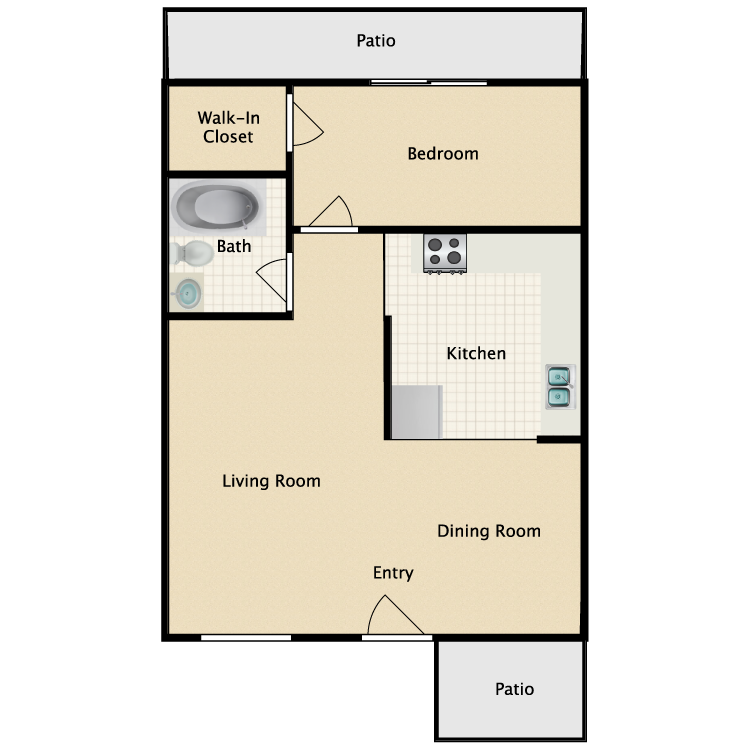 Floor plan image of 1 Bed 1 Bath Cottage