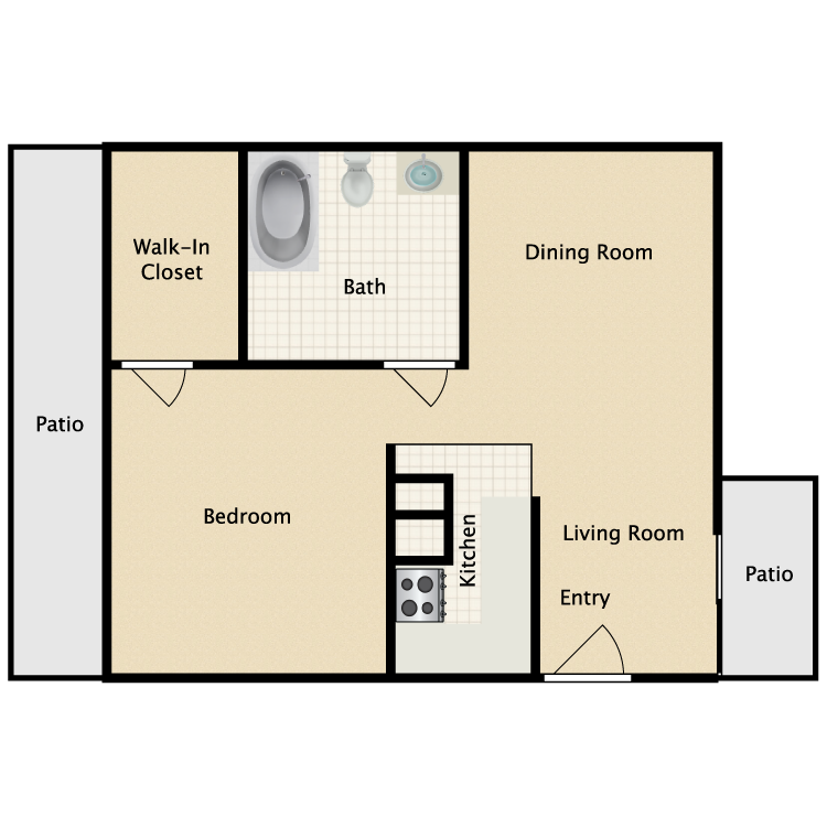 Floor plan image of 1 Bed 1 Bath