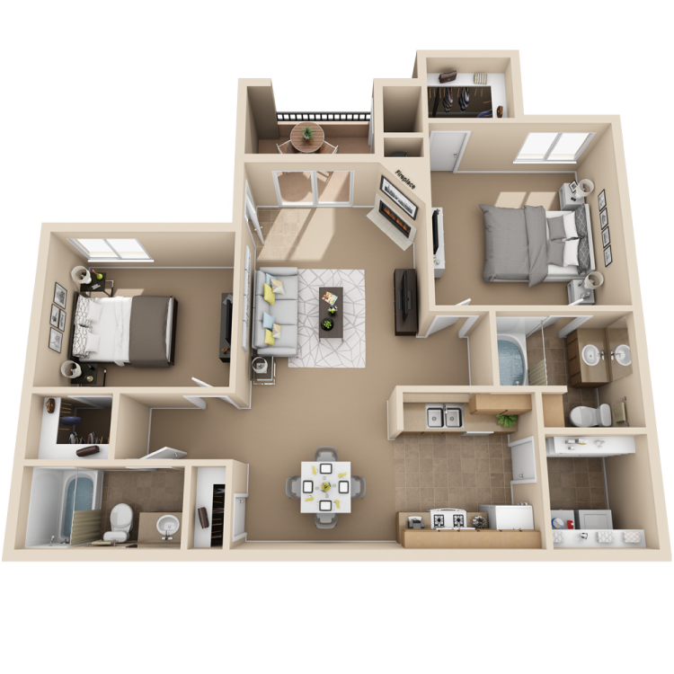 Floor plan image of 2 Bed 2 Bath