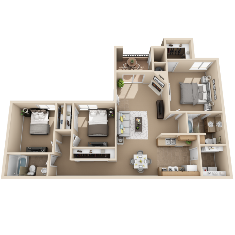 Floor plan image of 3 Bed 2 Bath