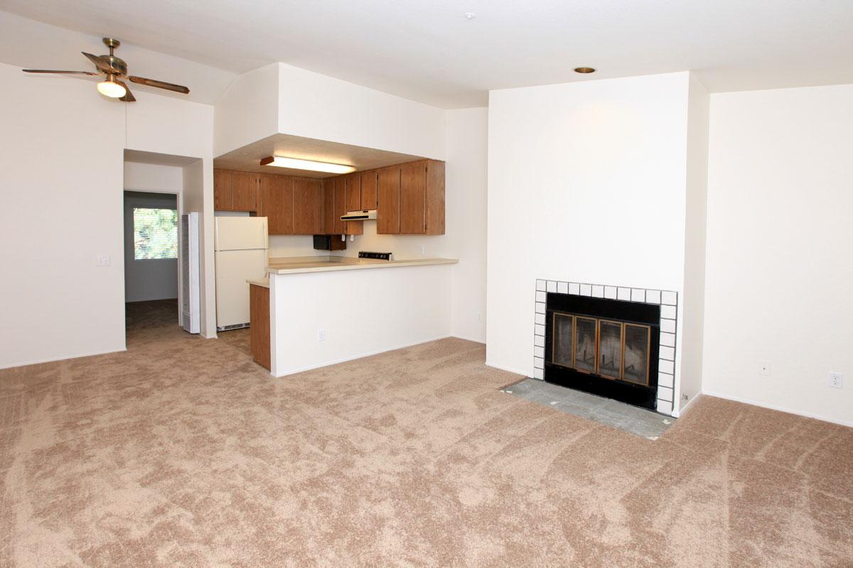 a living room with a wood floor