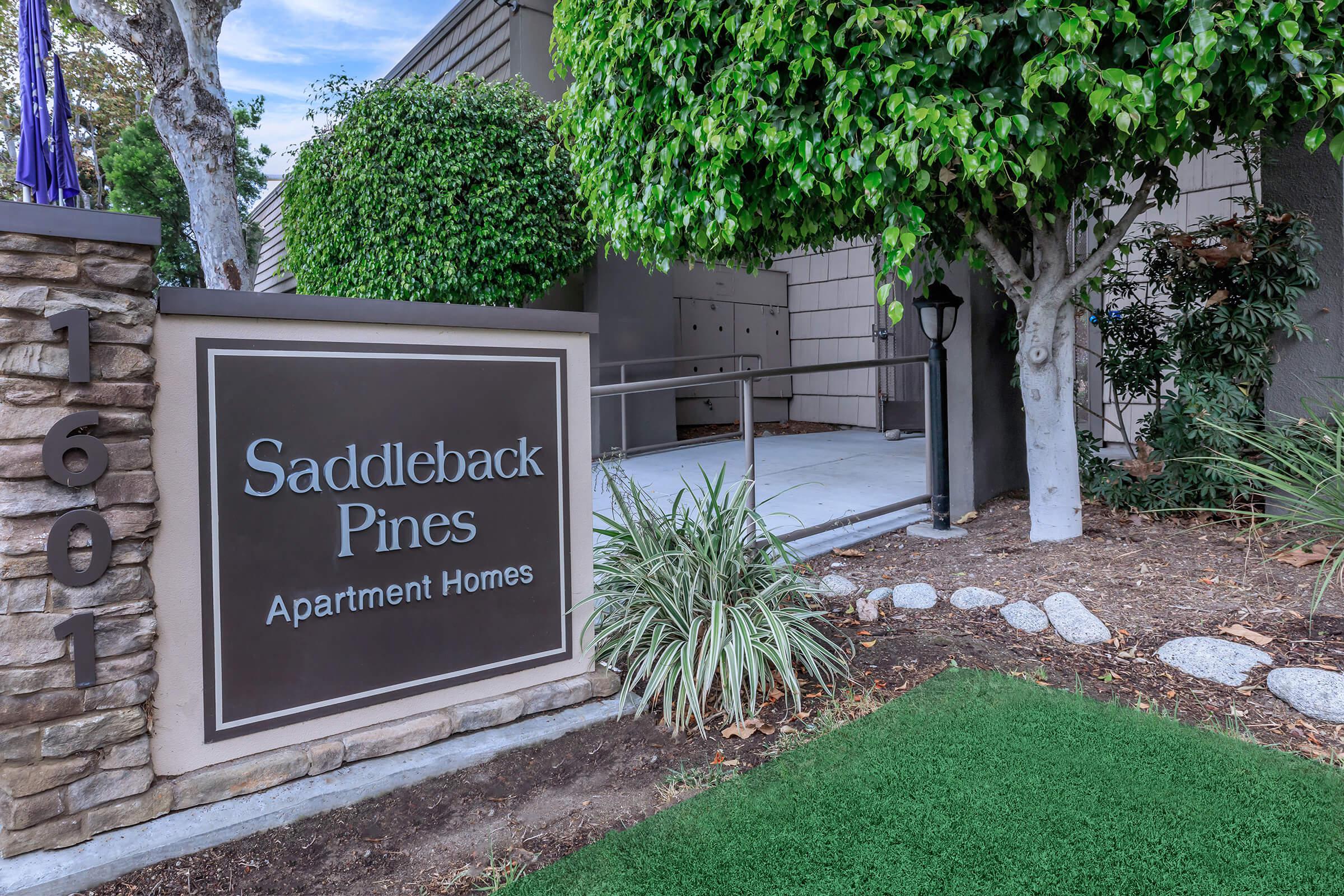 Saddleback Pines Apartment Homes monument sign