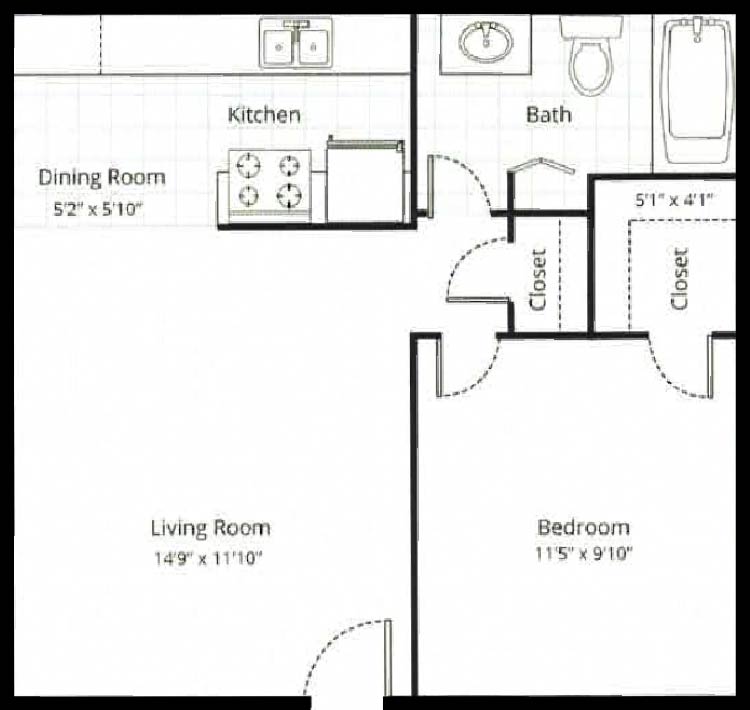 One Bedroom One Bath A floor plan
