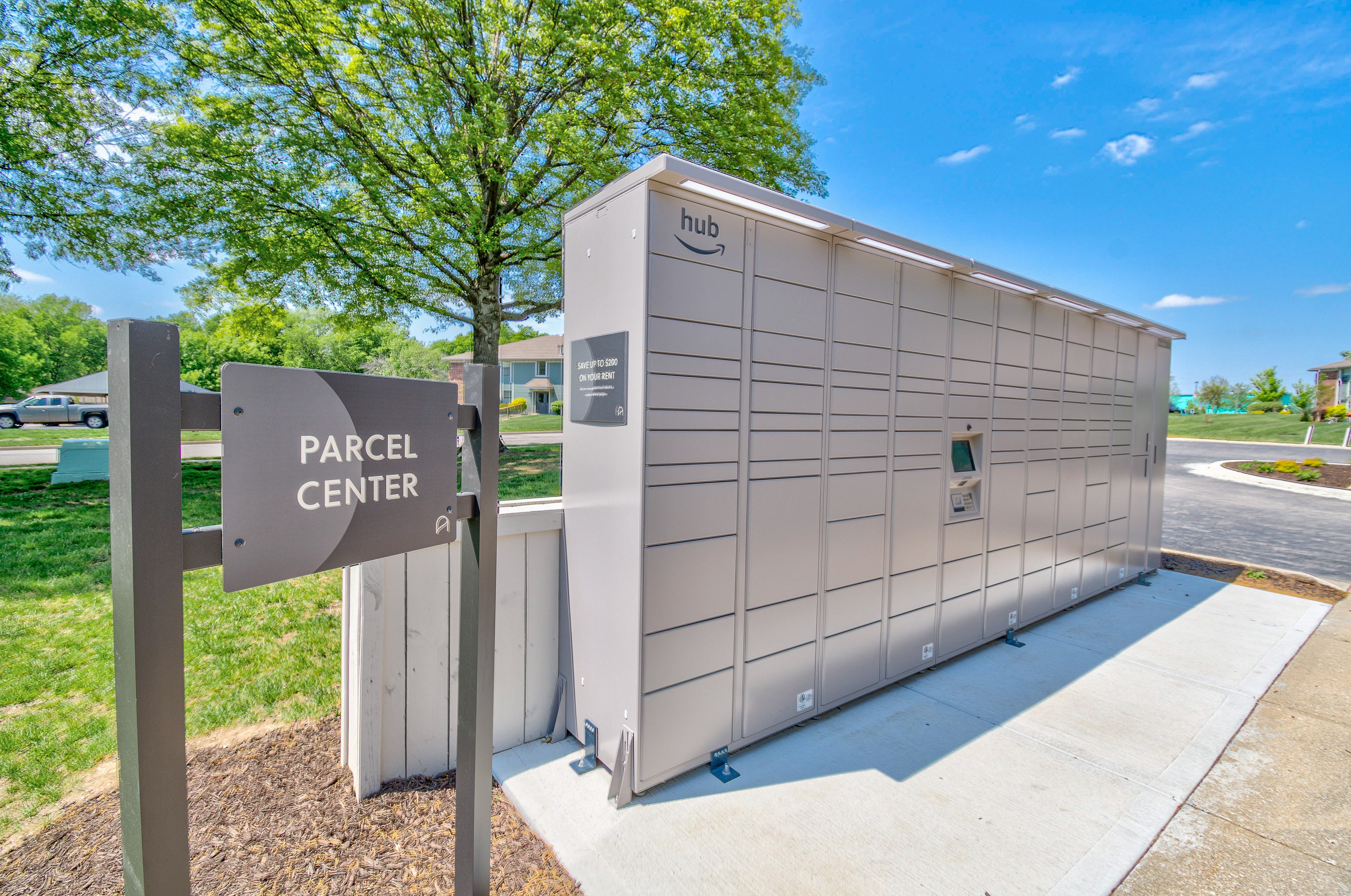 Amazon hub automated package center at The arbor in Blue Springs, Missouri
