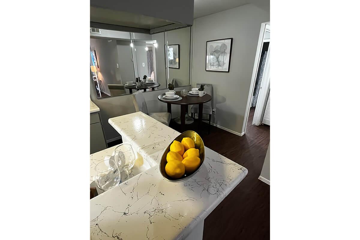 an apple sitting on top of a counter