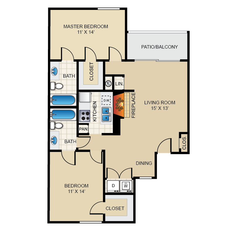 Floor plan image of 2 Bed 2 Bath A
