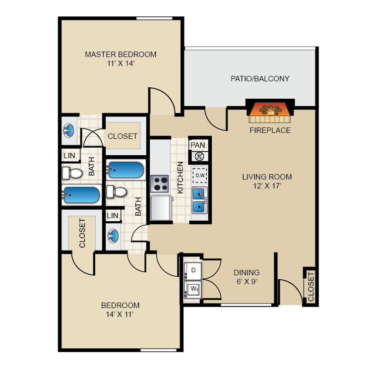 Floor plan image of 2 Bed 2 Bath B