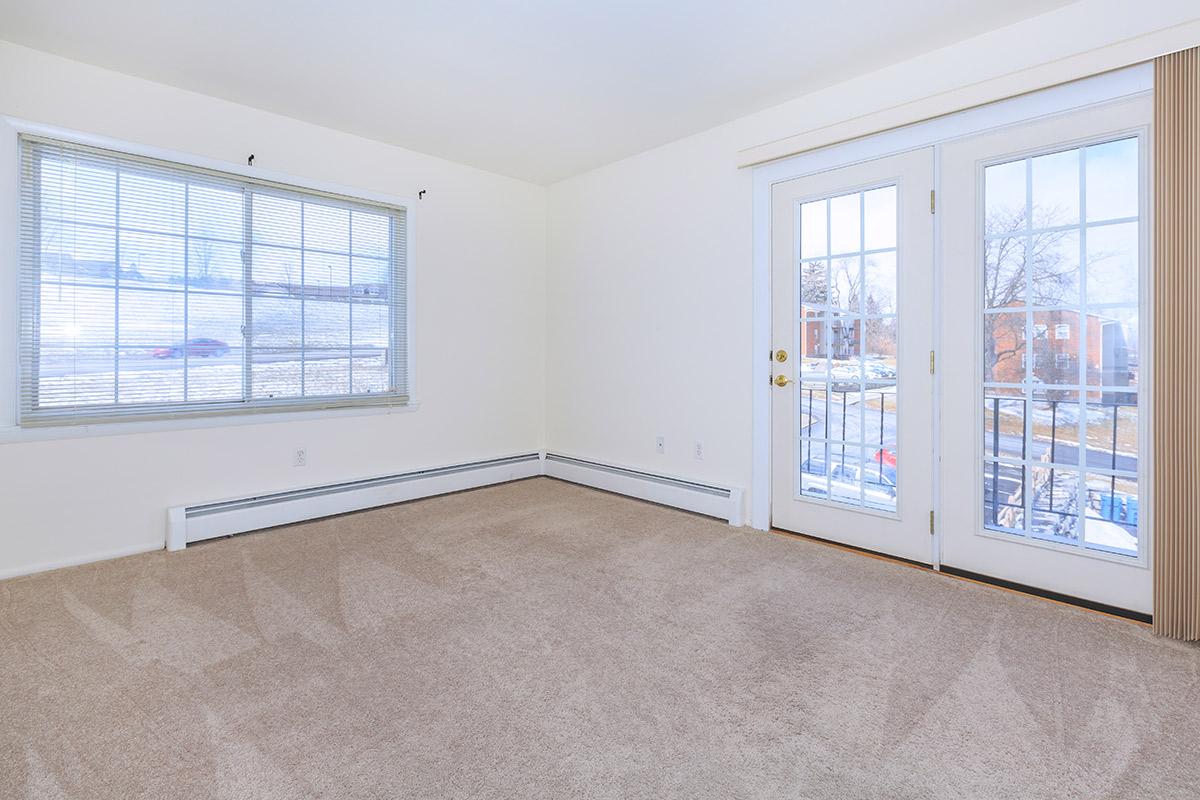 a living room with a large window