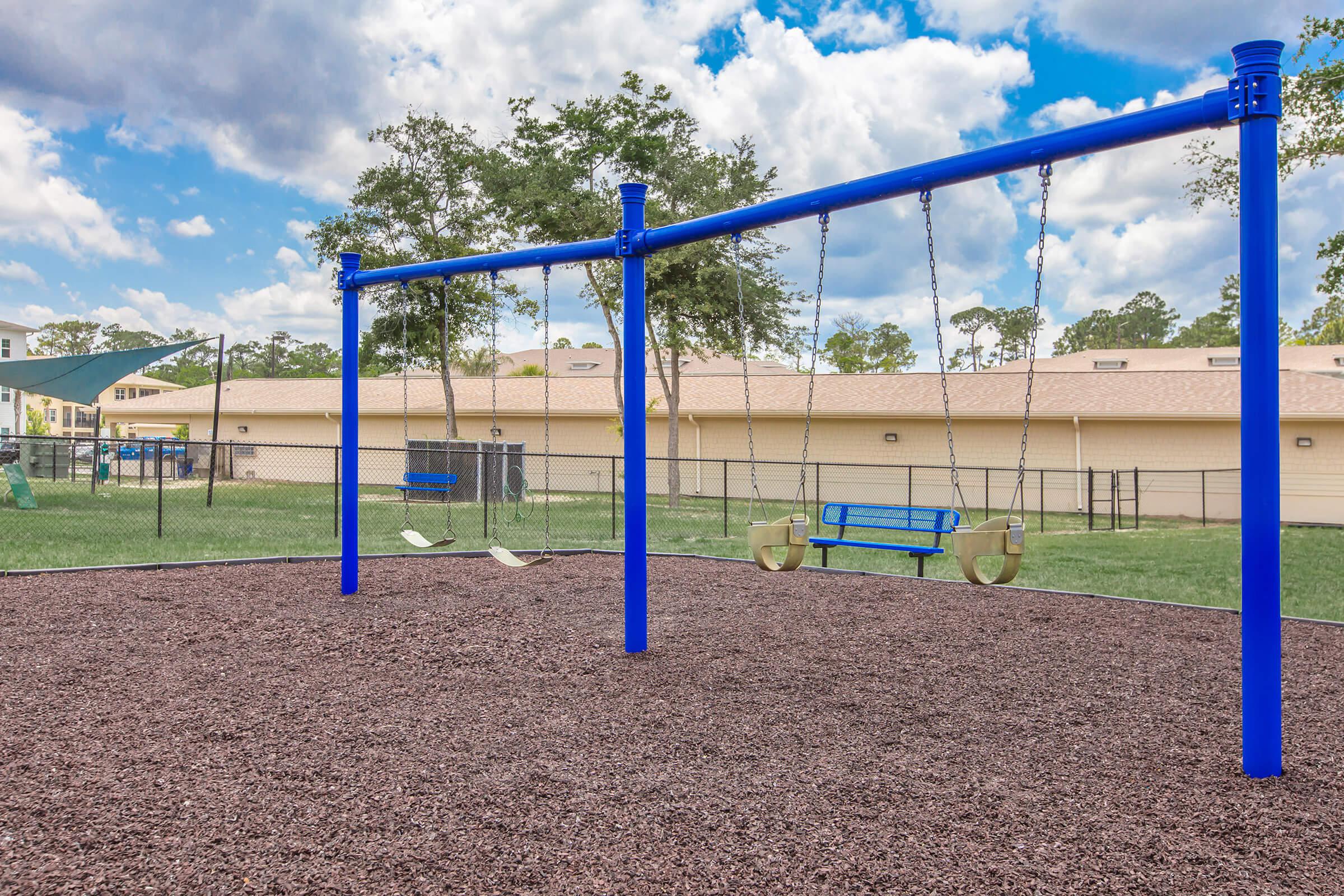 a playground with a blue background