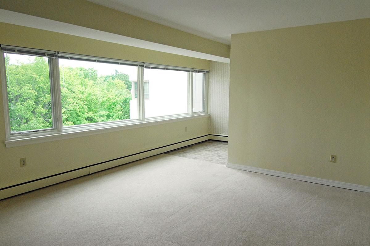 a room with a large window