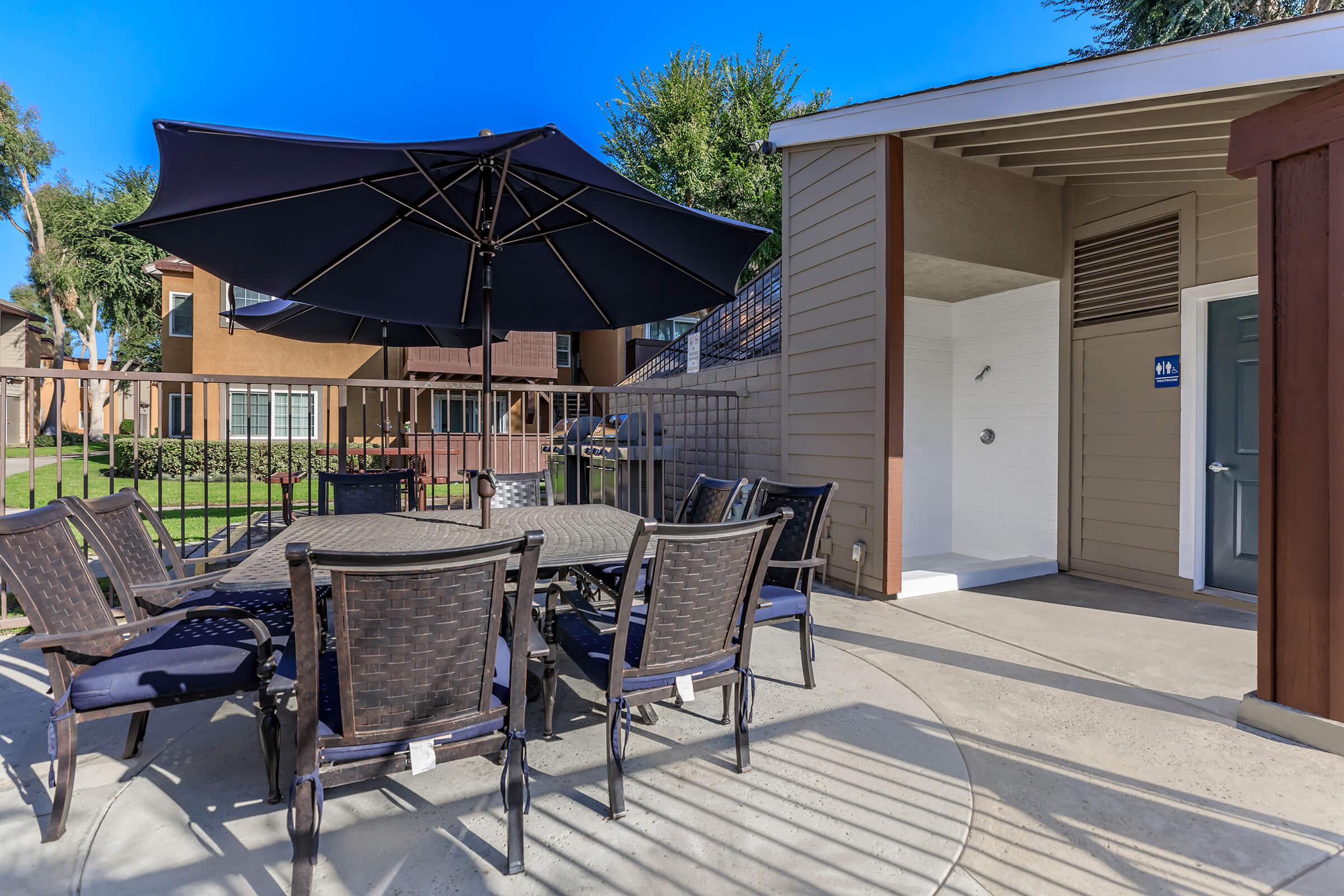 Patio at Copper Wood  Apartments in Chino, CA