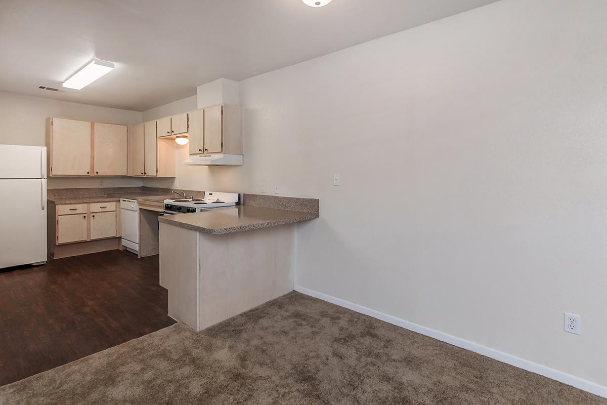 a kitchen with a sink and a refrigerator