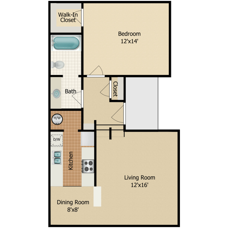 1x1 floor plan image