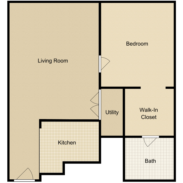 Floor plan image of 1 Bed 1 Bath-A
