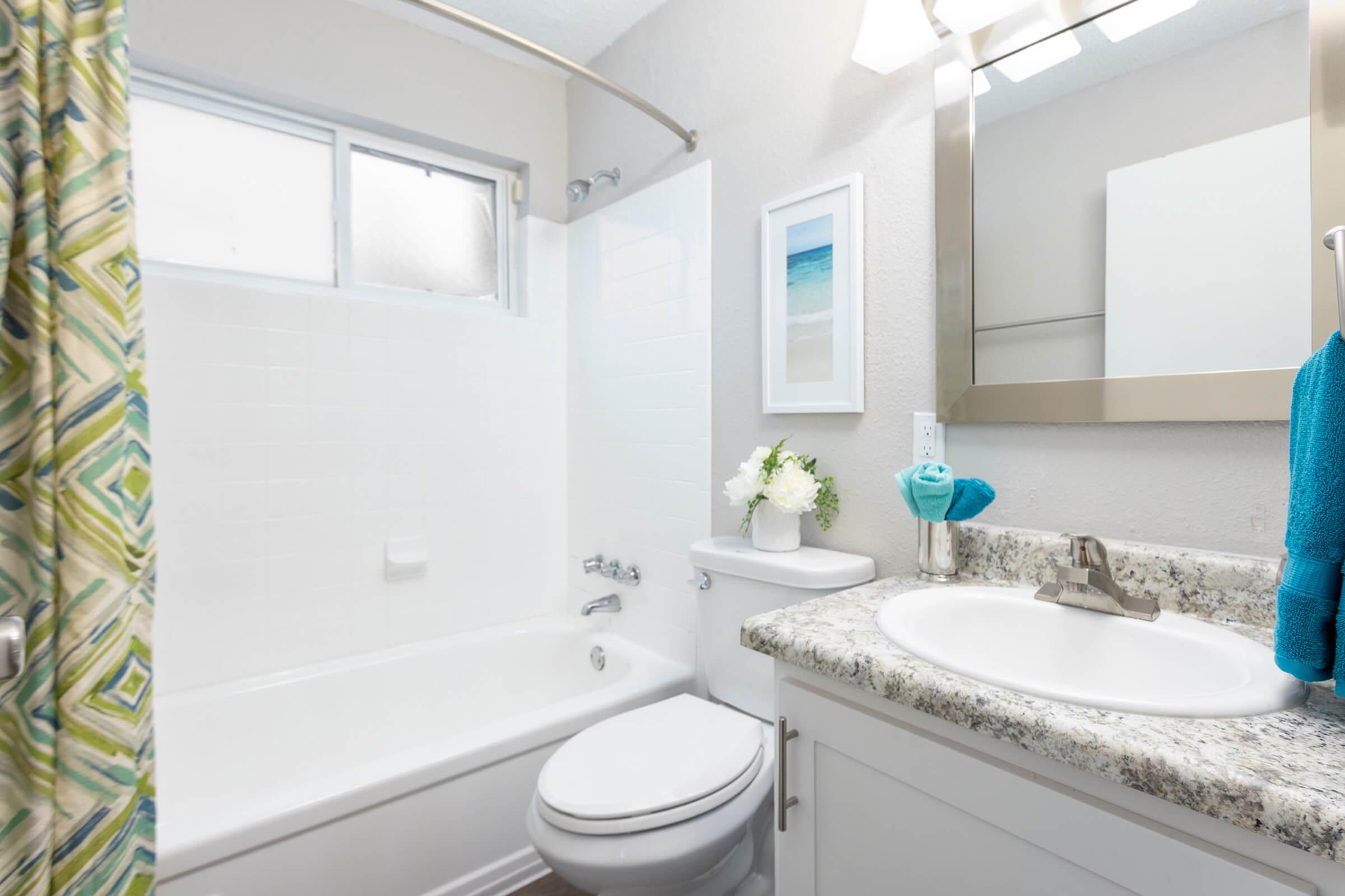 a shower that has a sink and a mirror
