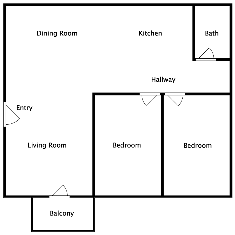Floor plan image of 2 Bed 1 Bath