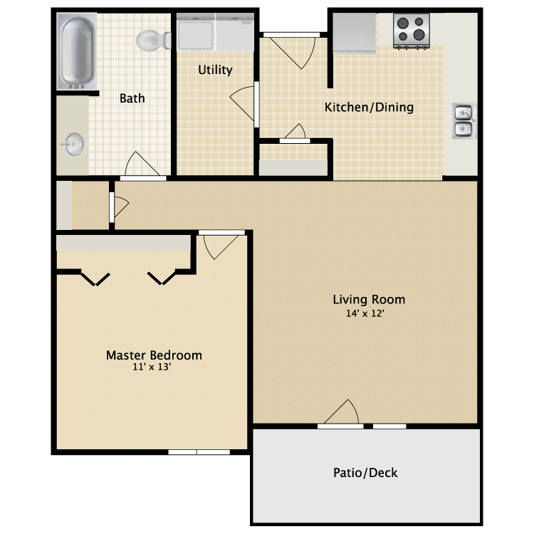 Floor plan image of One Bedroom