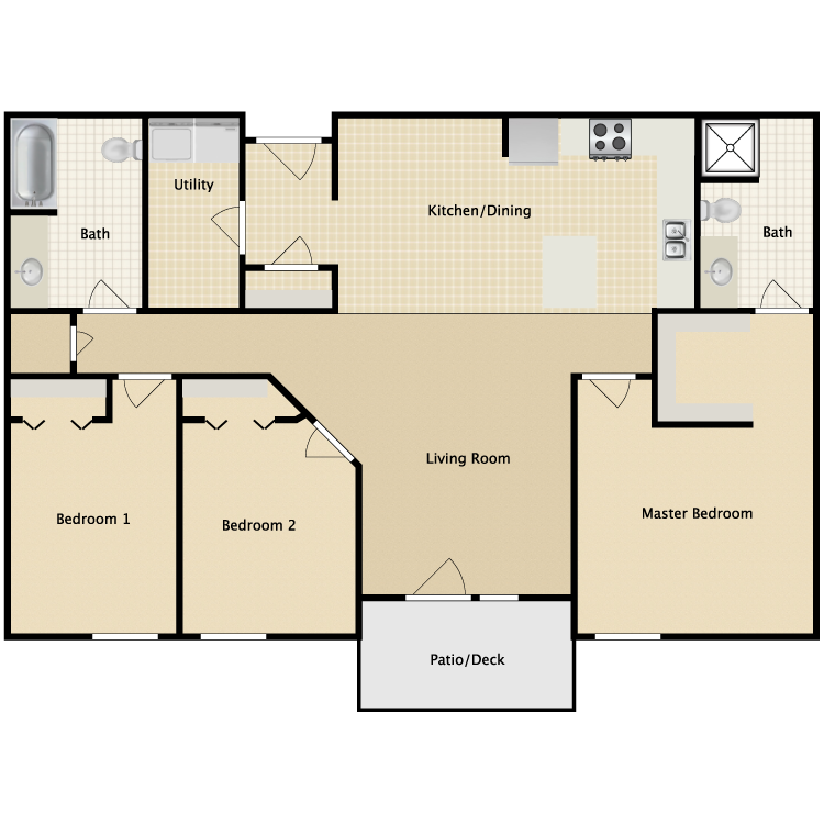 Floor plan image of Three Bedroom