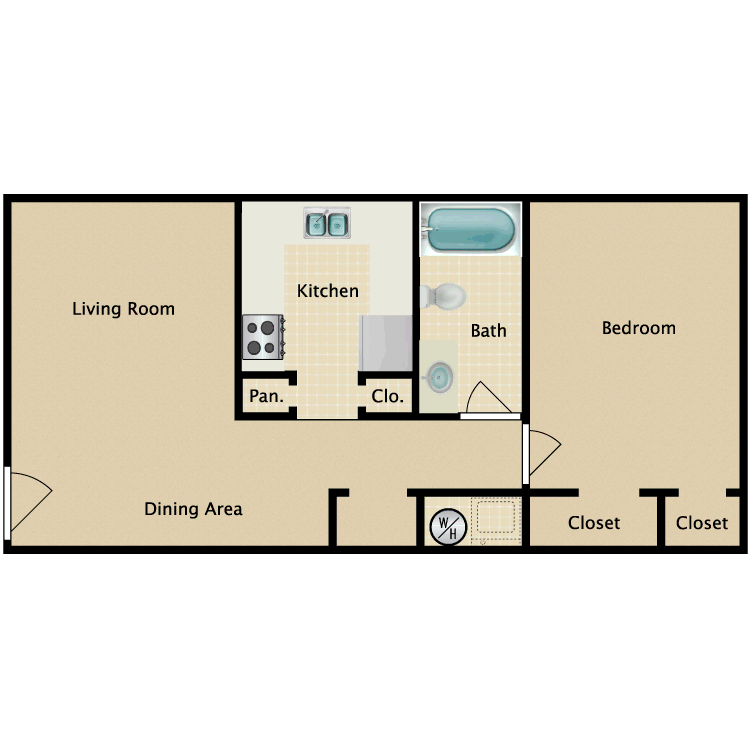 Floor plan image of 1 Bed 1 Bath A