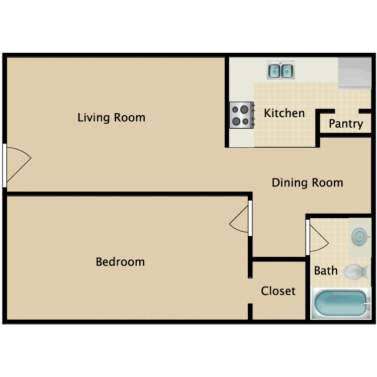 Floor plan image of 1 Bed 1 Bath B