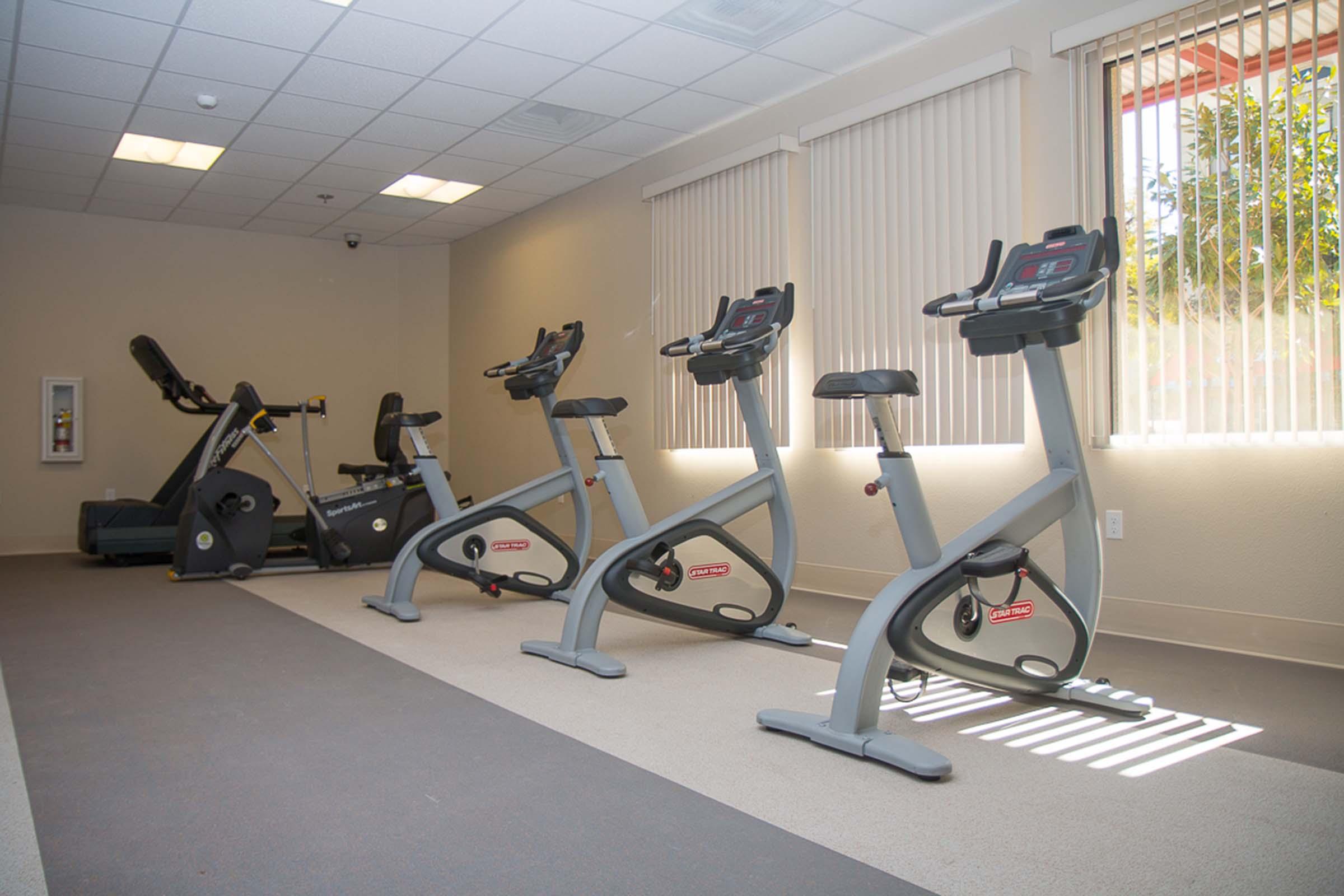 Fitness Center with exercise bikes.