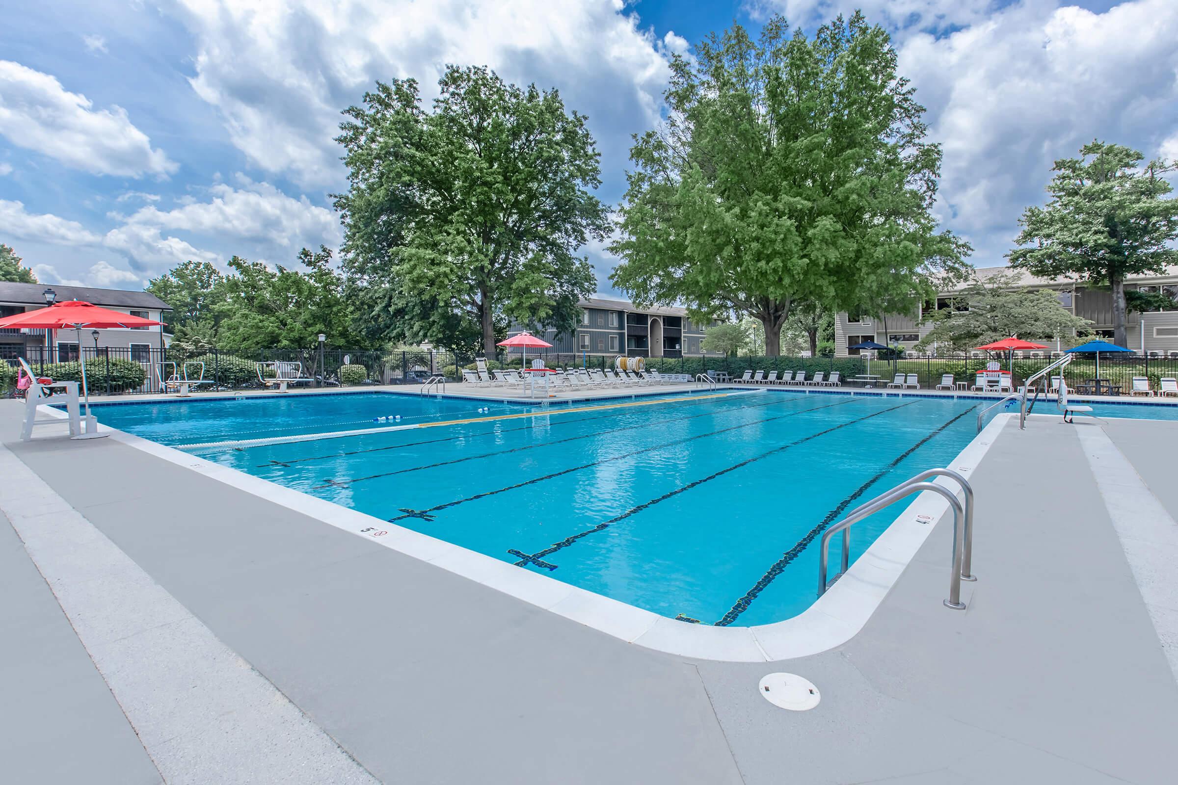 a blue pool of water