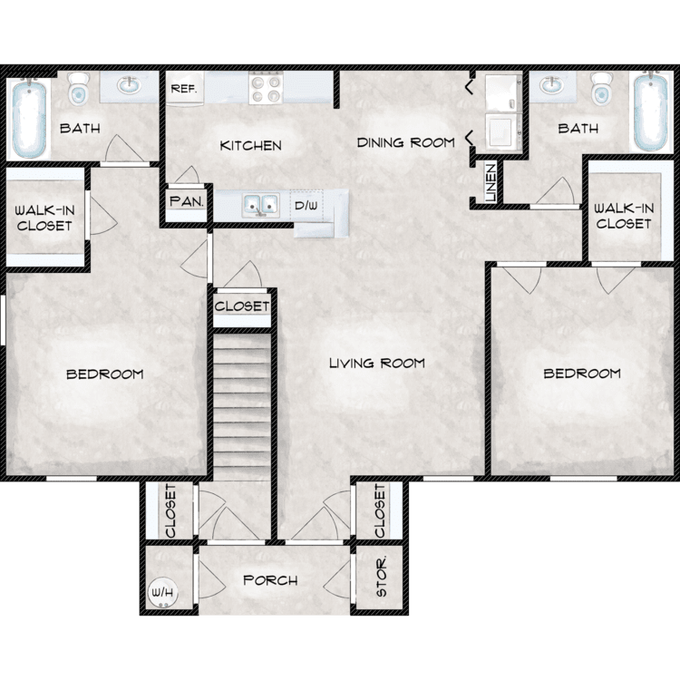 2 Bed 2 Bath - First Floor floor plan image