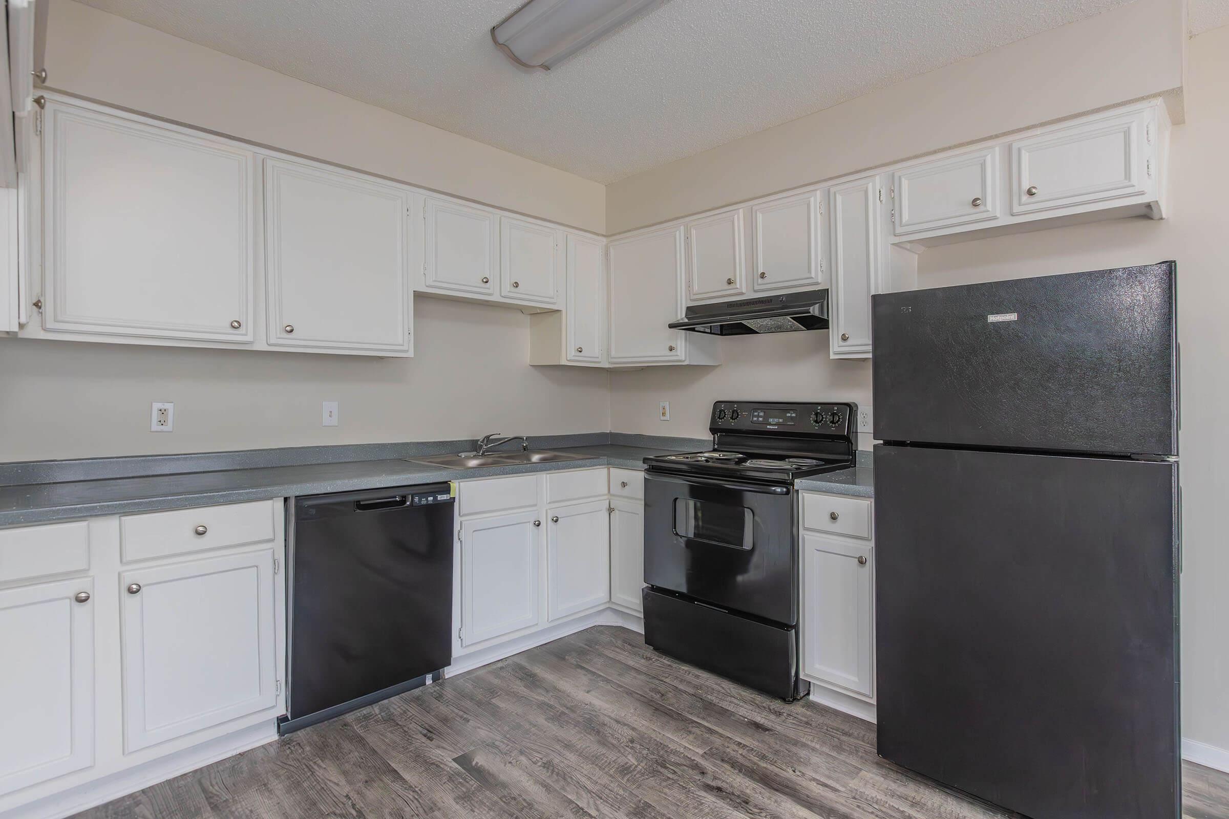 a kitchen with a stove and a refrigerator