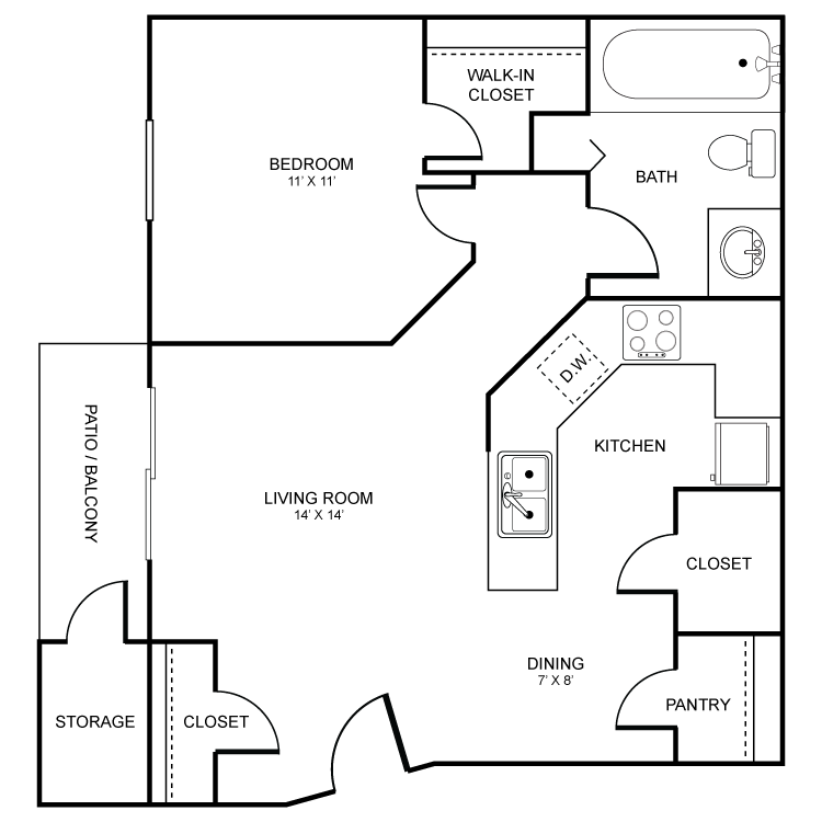 Floor plan image of 1B