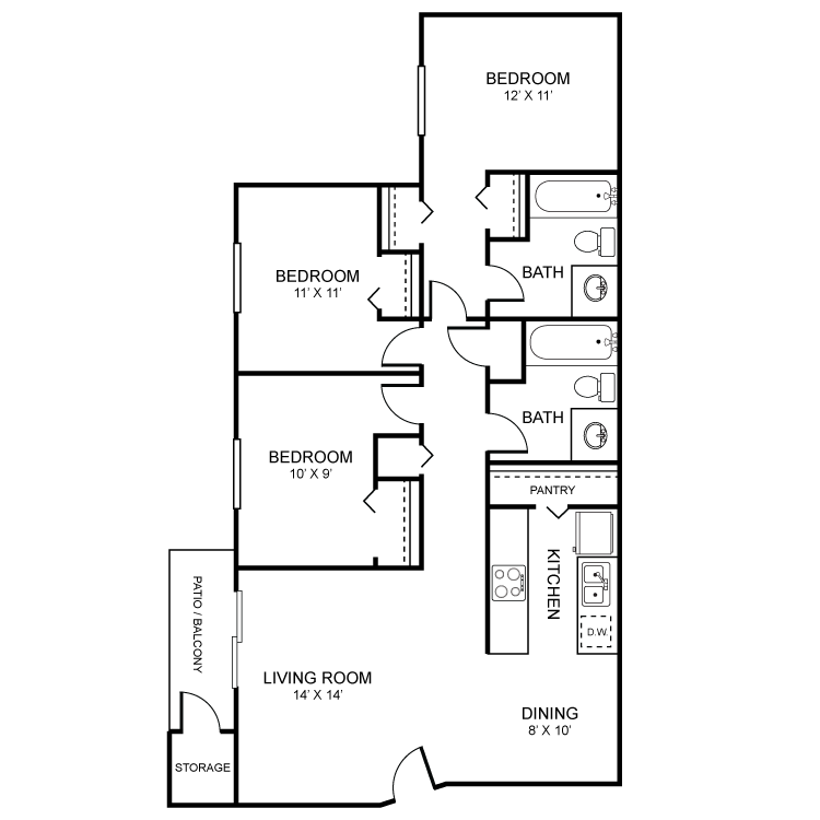 Floor plan image of 3B