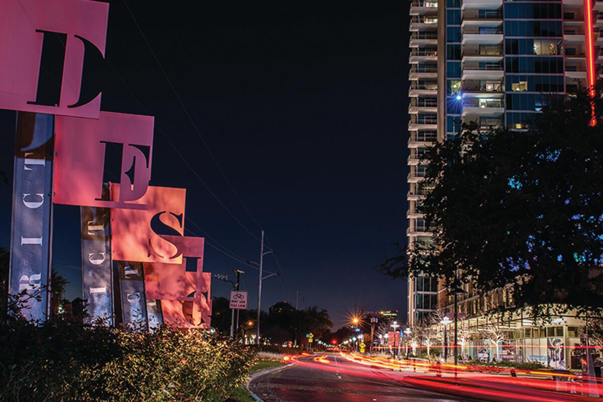 a city street at night