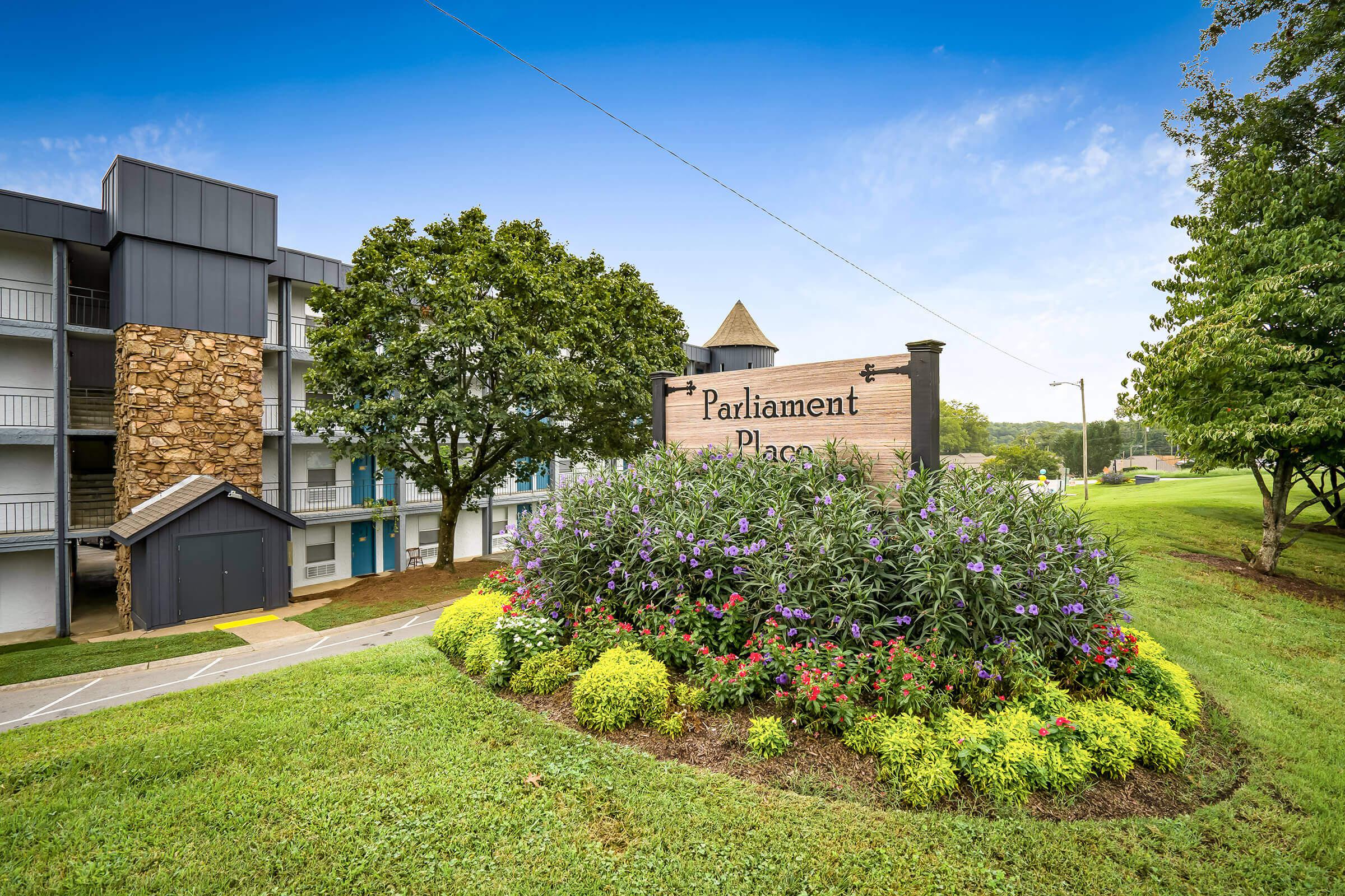 Beautiful landscaping in front of community