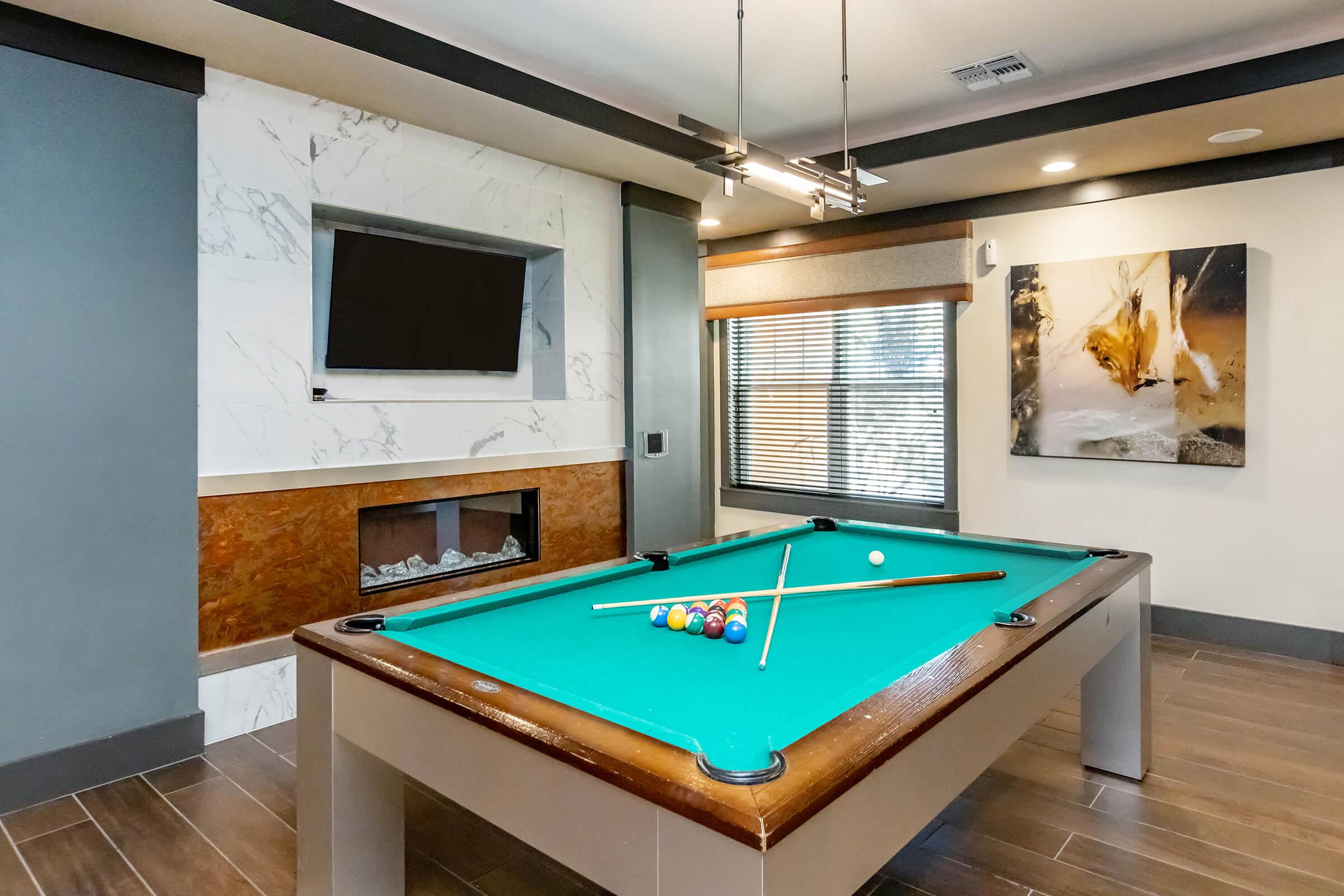 a kitchen with a blue ball inside a room