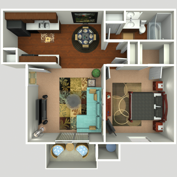 Floor plan image of 1 Bed 1 Bath A1