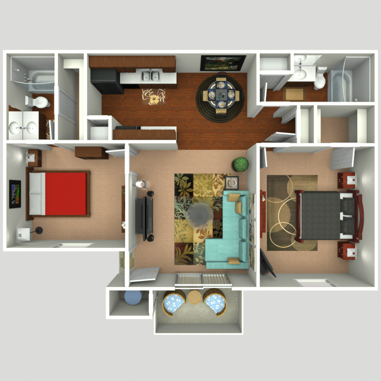 Floor plan image of 2 Bed 2 Bath B1