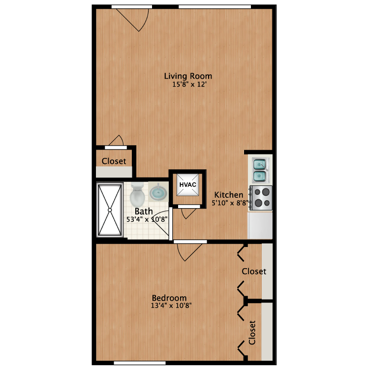 Floor plan image of One Bedroom